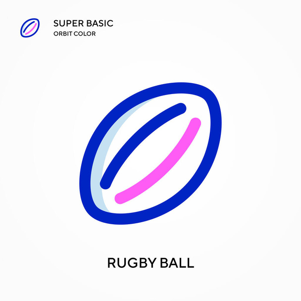 Palla di rugby super base orbita colore vettoriale icona. Illustrazione modello di design simbolo per elemento web mobile UI. Pittogramma moderno a colori perfetto sul tratto modificabile. - Vettoriali, immagini