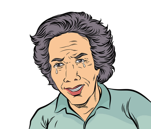 Alte Frau weint. Pop-Art-Vektorillustration auf weißem Hintergrund - Vektor, Bild
