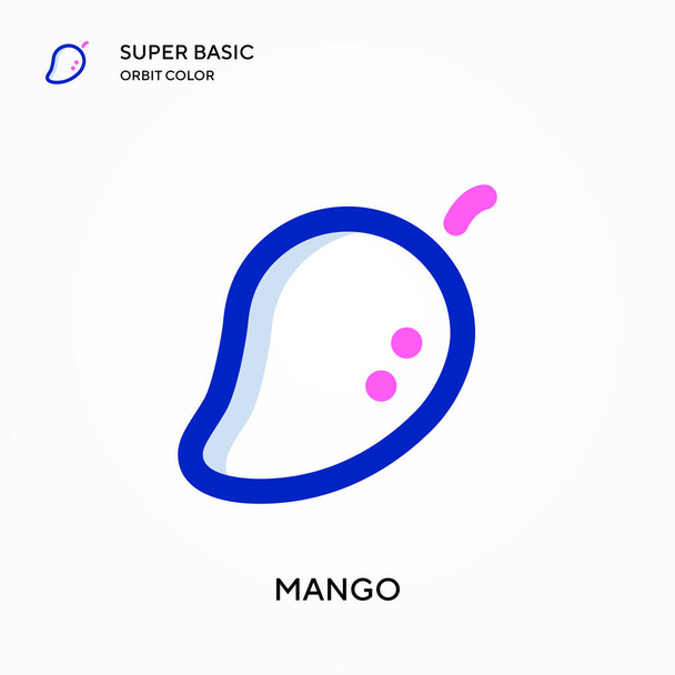 Mango süper temel yörünge renk vektör simgesi. Web mobil UI ögesi için resimleme sembolü tasarım şablonu. Düzenlenebilir vuruş üzerine mükemmel renk modern pictogram. - Vektör, Görsel