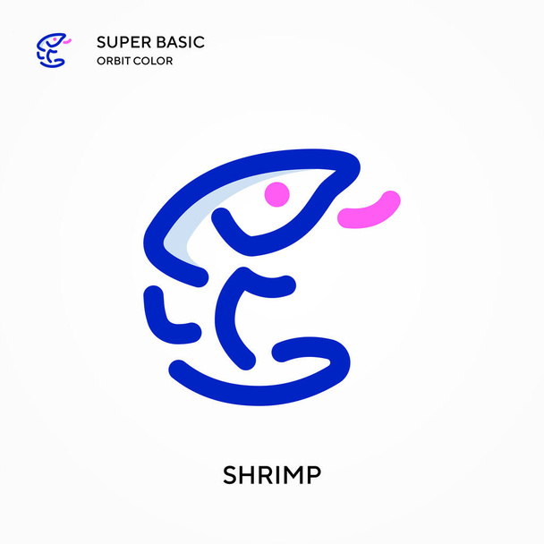 Shrimp super base orbita colore vettoriale icona. Illustrazione modello di design simbolo per elemento web mobile UI. Pittogramma moderno a colori perfetto sul tratto modificabile. - Vettoriali, immagini