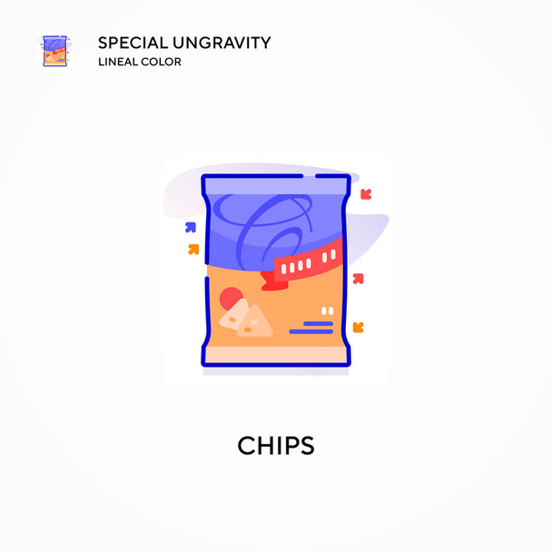 Chips especial ungravity ícone de cor linear. Conceitos modernos de ilustração vetorial. Fácil de editar e personalizar. - Vetor, Imagem