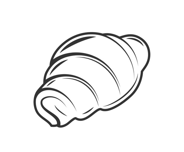 Croissant isolated on white background. Bakery design elements. Vector illustration - Vektör, Görsel