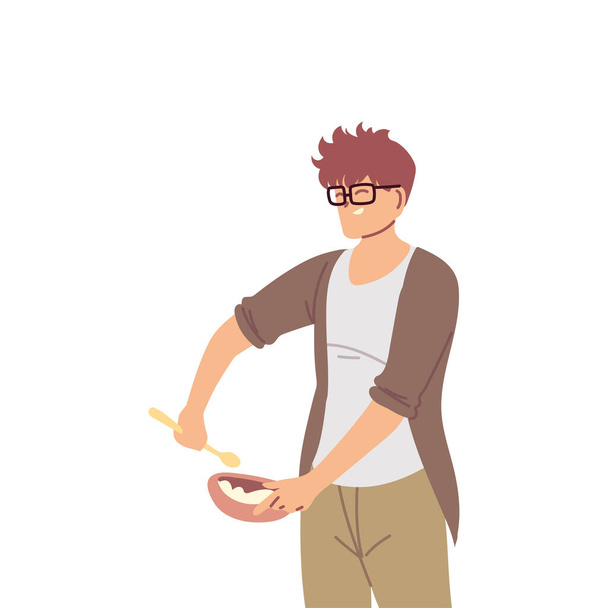 giovane cuoco uomo con occhiali su sfondo bianco - Vettoriali, immagini