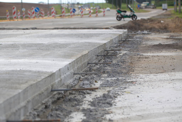 expansion construction conjointe d'une route de ciment. technologie du béton lavé - Photo, image