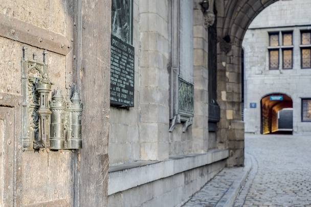 City Hall lock and door pull in Mons, Belgium. - Photo, image