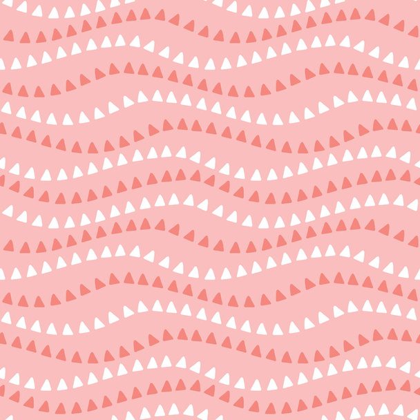 Modèle d'onde triangulaire. Mignon vecteur sans couture répétition motif de triangles roses et blancs dans une rayures ondulées. Amusant élément de fond design. - Vecteur, image