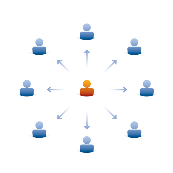 Concept de leadership, groupe d'icônes de personnes avec leader au centre
 - Vecteur, image