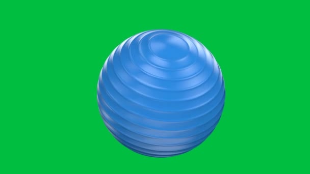 3D görüntüleme mavi fitness topu yeşil ekran arkaplan 4k görüntü izole - Video, Çekim