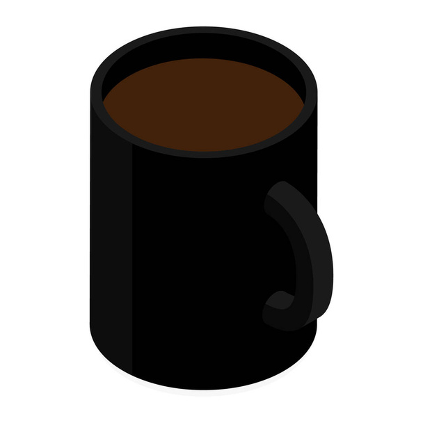 Black ceramic coffee mug. Isolated on a white. Vector. Isometric view - Vektor, Bild
