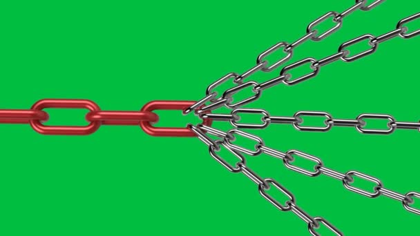 Концепция лидерства с 3D рендерингом связки цепей изолированы на зеленом экране 4k кадров - Кадры, видео
