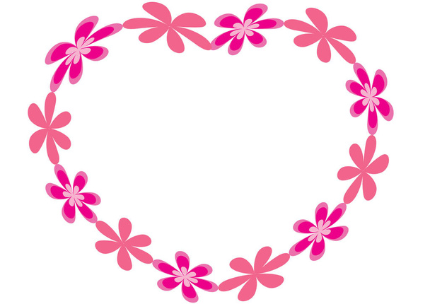 pink flowers frame isolated on white background - Vector, imagen