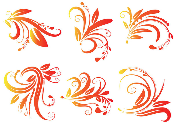 vector set of floral elements on white background  - Вектор,изображение