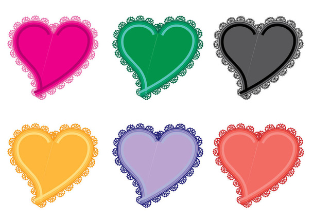 collection of beautiful decorative hearts, love concept  - ベクター画像