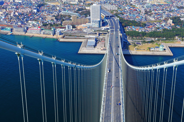 Akashi Kaikyo bridge view about Kobe from top - Photo, Image