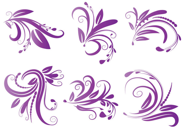 vector set of floral elements on white background  - Вектор,изображение