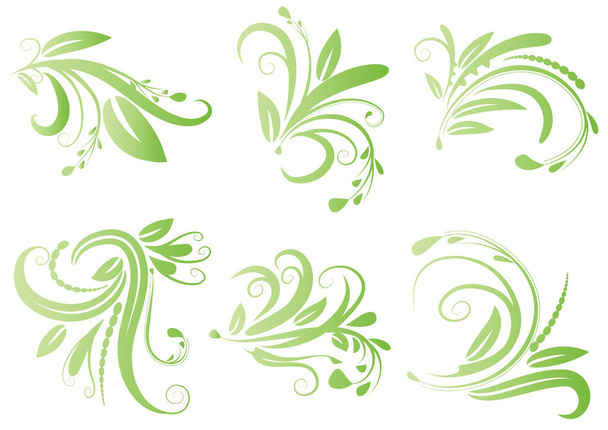 vector set of floral elements on white background  - Wektor, obraz