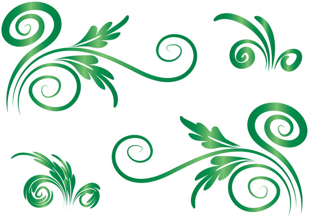 vector set of green floral elements - ベクター画像
