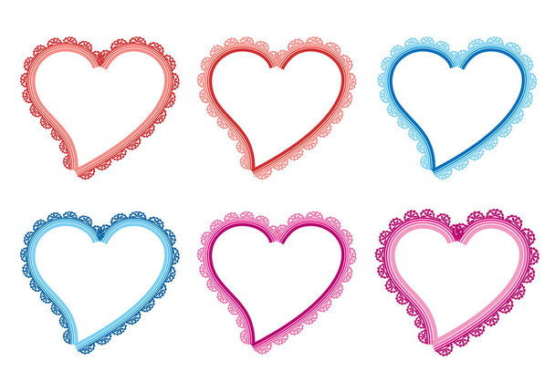 collection of beautiful decorative hearts, love concept  - Vector, Imagen