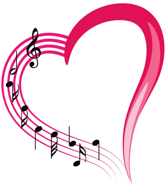 vector illustration of a musical notes and heart  - Vektör, Görsel