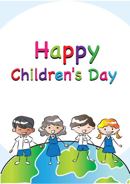 happy childrens day with kids  - Vetor, Imagem