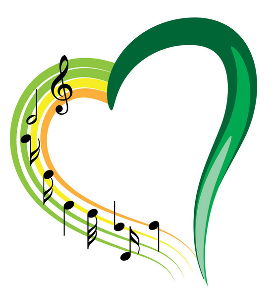 διανυσματική απεικόνιση μουσικών σημειώσεων και καρδιάς   - Διάνυσμα, εικόνα