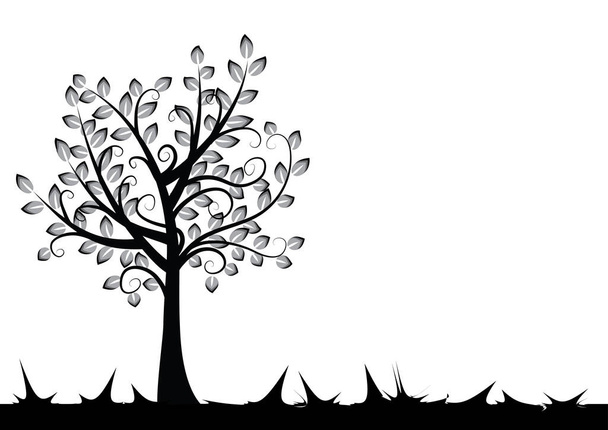 growing tree on the field isolated on white background - Vector, imagen