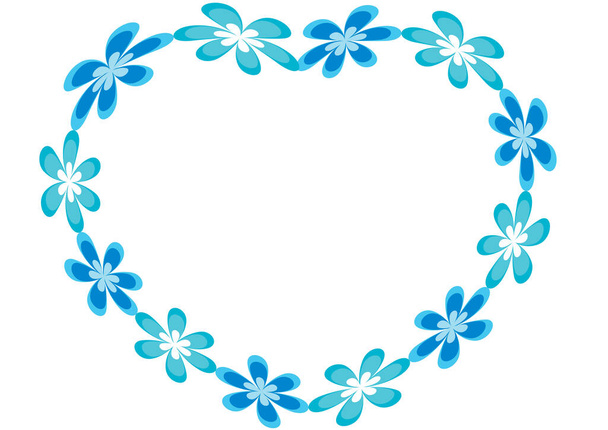 blue frame with flowers and butterflies - ベクター画像