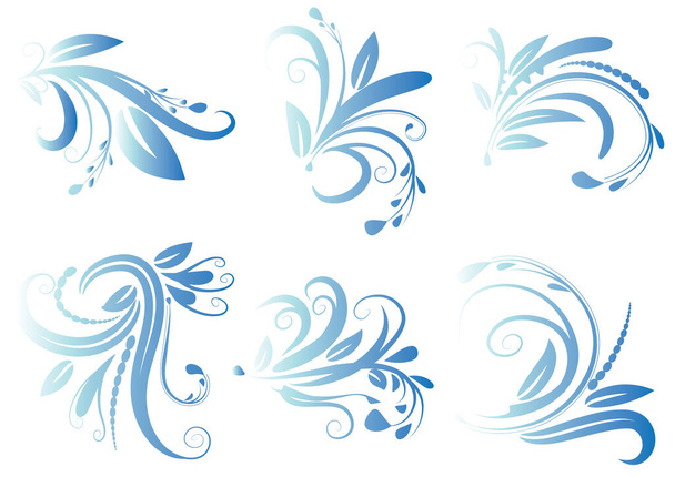 vector set of floral elements on white background  - Vector, Image