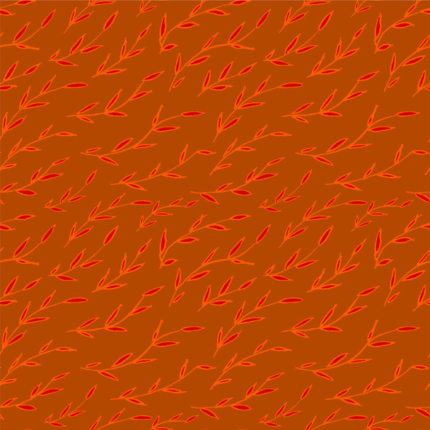 Bamboo leaves seamless pattern on fire - Vector, Image