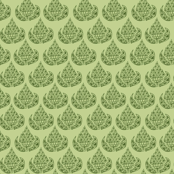 Oset królewski liście i kwiaty bezszwowe wzór w kolorze zielonym - Wektor, obraz