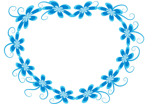 blue frame with flowers and place for text - Vector, imagen