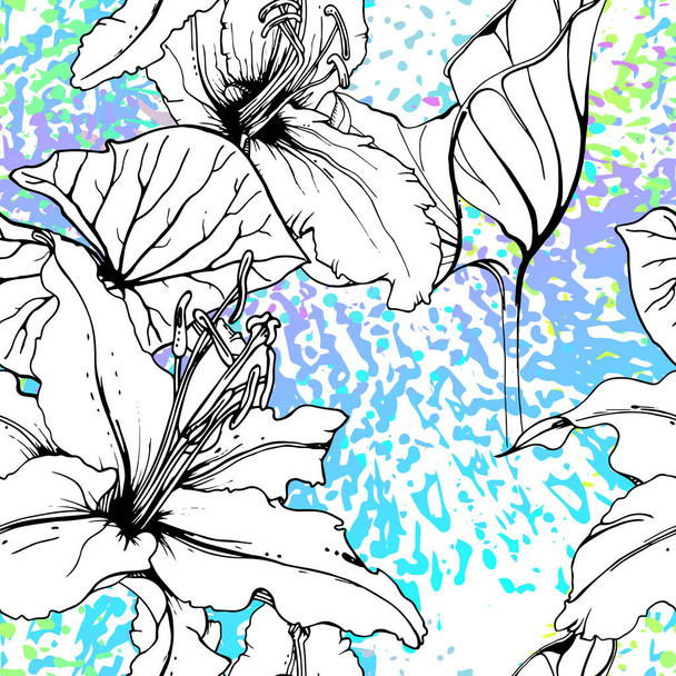 Artistic Floral Seamless Pattern. Vector print - Vektör, Görsel