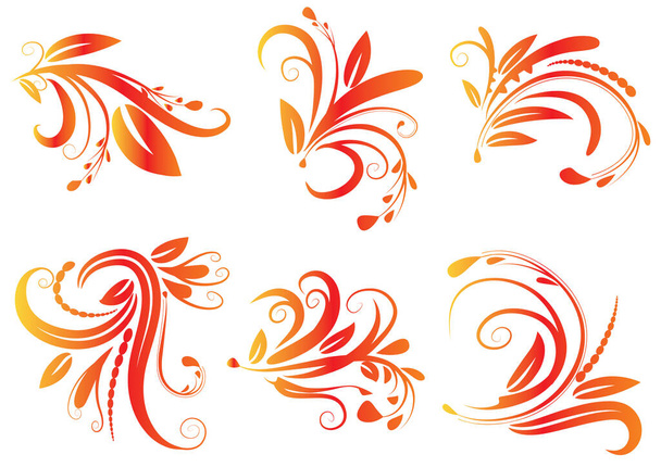 set of floral ornament on white background  - Vector, afbeelding