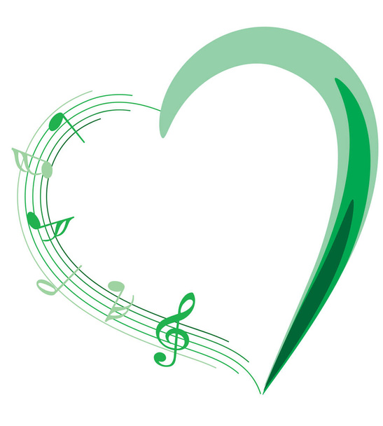 vector illustration of a heart and music notes  - Vektör, Görsel