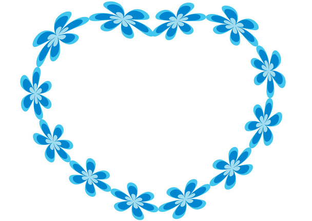 blue frame with flowers and butterflies - Vector, imagen