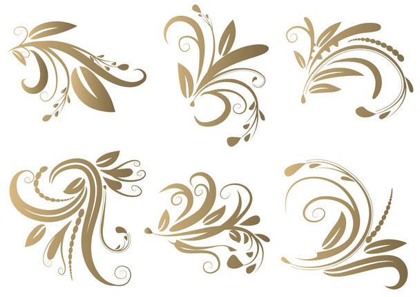 vector set of floral elements on white background  - Vector, Image