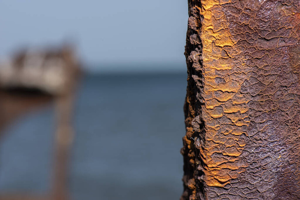 Detailed closeup macro photo of rust on the HMQS Gayundah shipwreck at Woody Point, Queensland - Photo, Image