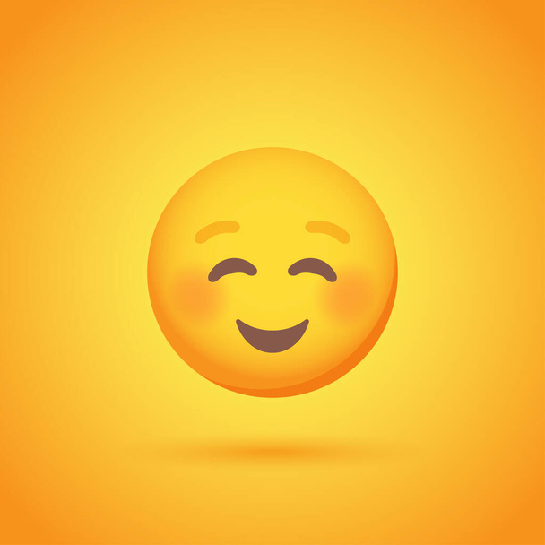 Удовлетворение смайлик улыбка значок с тенью для дизайна социальной сети - Вектор,изображение