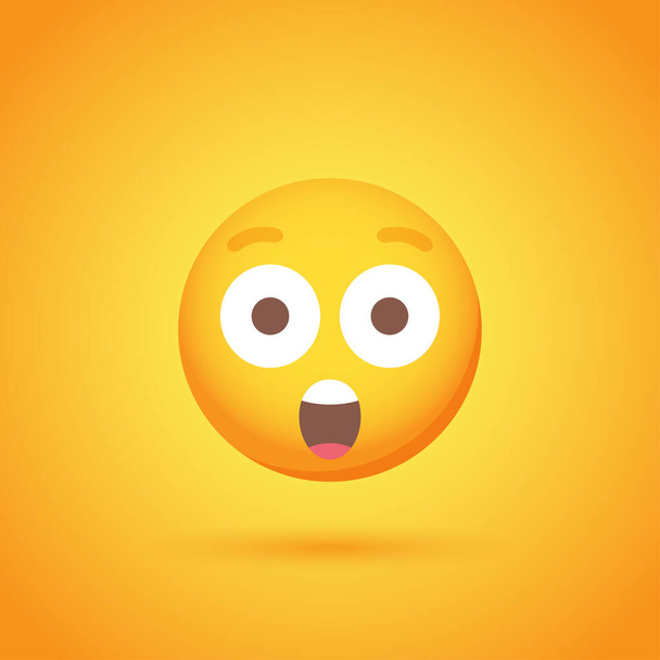 Surprise emoticon smile icon with shadow for social network design - Vektori, kuva