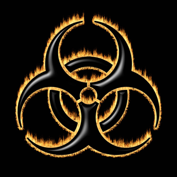 Горящий предупреждающий признак биологической опасности - инфицированный образец - Фото, изображение