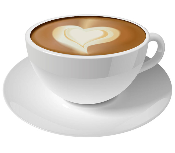 Taza blanca aislada de capuchino de café. Tazas de ilustración realistas para menú de café, diseño - Foto, Imagen