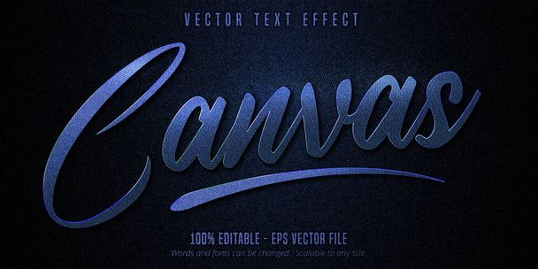 Texto de lienzo, efecto de texto editable sobre fondo de lienzo azul oscuro - Vector, imagen