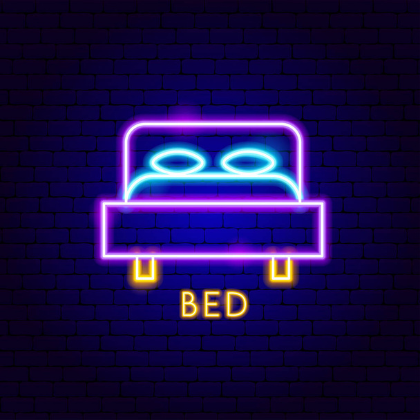 Bed Neon Label - Вектор,изображение