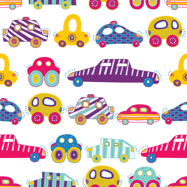 Children's pattern-with their toy cars. - Vektori, kuva