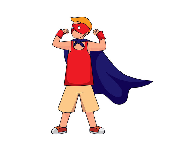 ein Junge mit Maske und Mantel als Symbol für Superhelden-Vektor - Vektor, Bild