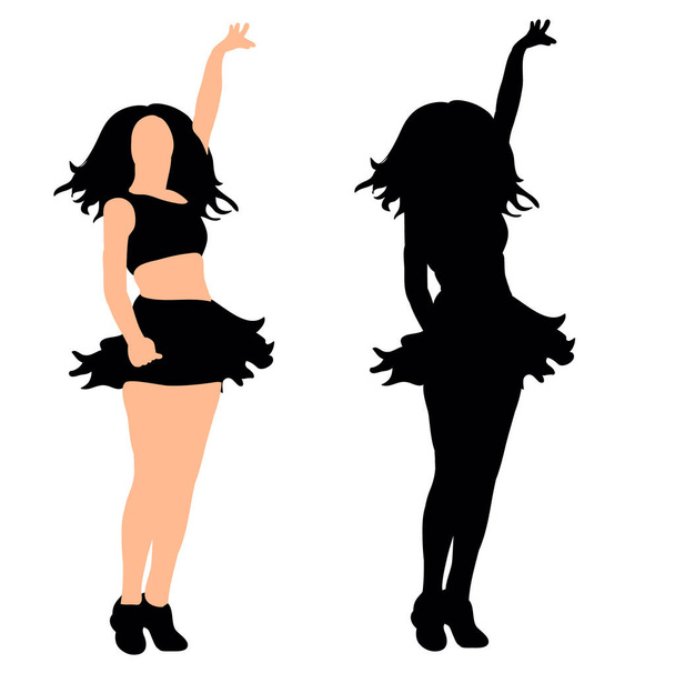 Silhouette eines tanzenden Mädchens - Vektor, Bild