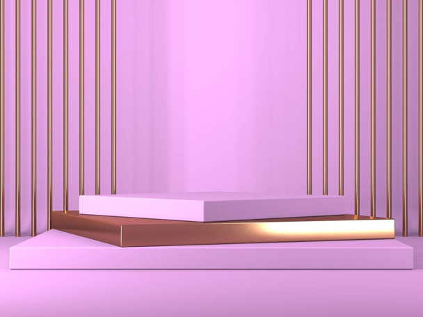 Abstract minimal scene with geometrical forms. Pink cream background. 3d render - Photo, Image