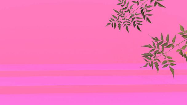 Мінімальний фон для брендингу та упаковки presentation.pink Кораловий подіум з листяним кораловим фоном. 3d ілюстрація рендеринга
 - Фото, зображення