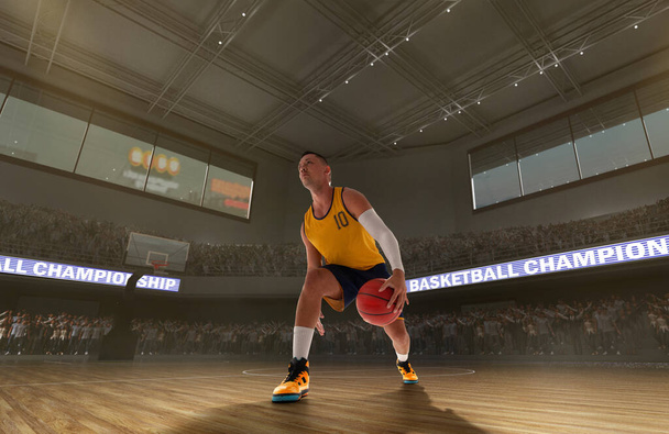 Баскетболісти на великій професійній арені під час гри
. - Фото, зображення