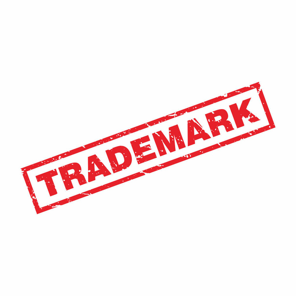 Abstrakt Red Grungy Trademark Rubber Stempel Sign Illustration Vektor, Trademark Text Seal, Mark, Etikettendesign Template - Vektor, Bild